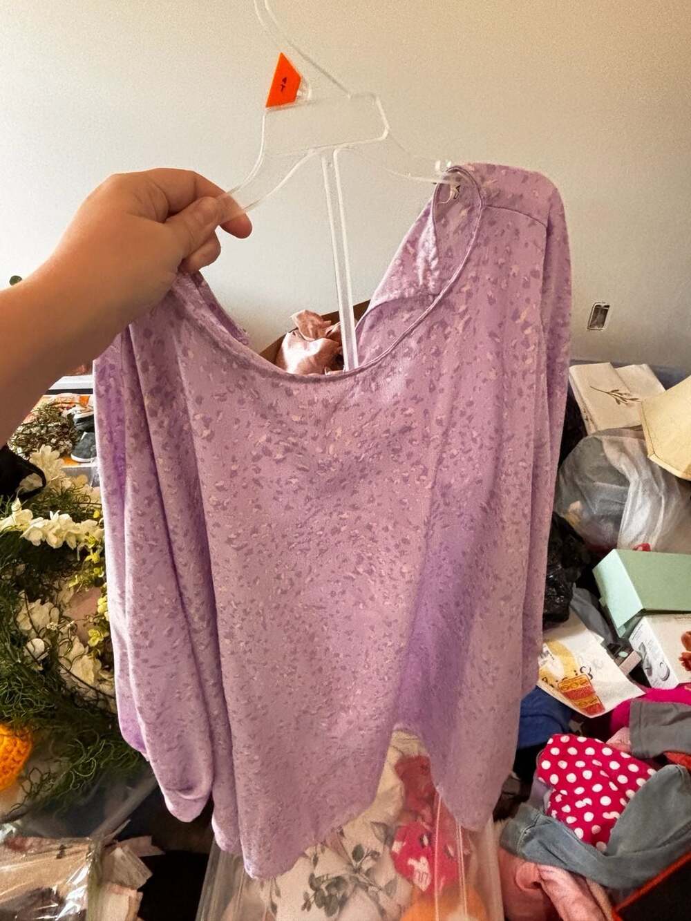 Caramela Purple Animal Print Long Sleeve Blouse